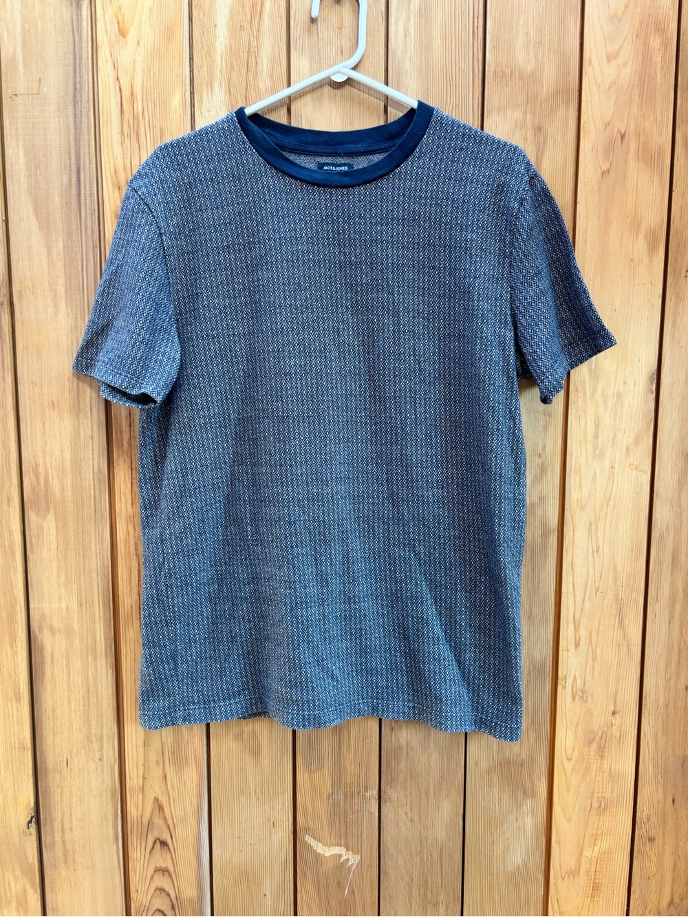 Jack & Jones Premium Knit Look Textured Pattern T-Shirt Blue XL